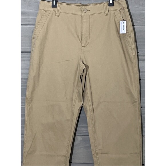 Old Navy High Rise OG Chino Khaki Pants Womens L NWT Elastic Waistband - Picture 2 of 6